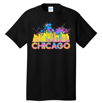 Colorful Chicago Skyline Paint Tall T-Shirt