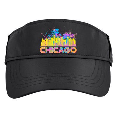 Colorful Chicago Skyline Paint Adult Drive Performance Visor