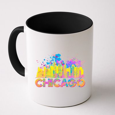 Colorful Chicago Skyline Paint Mug