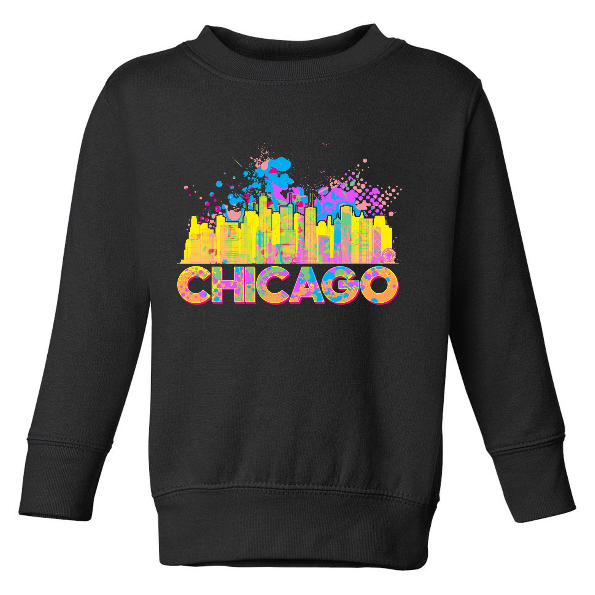 Colorful Chicago Skyline Paint Toddler Sweatshirt