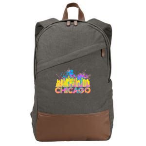 Colorful Chicago Skyline Paint Cotton Canvas Backpack