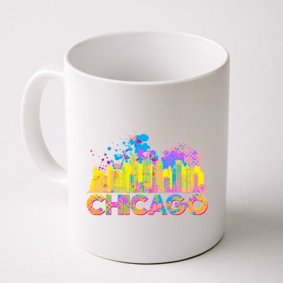 Colorful Chicago Skyline Paint Coffee Mug