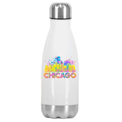 Colorful Chicago Skyline Paint Stainless Steel Insulated Water Bottle