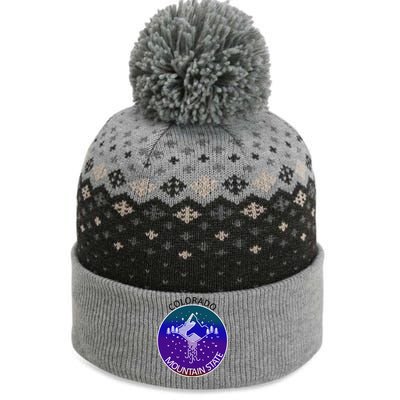 Colorful Colorado Mountain State Logo The Baniff Cuffed Pom Beanie