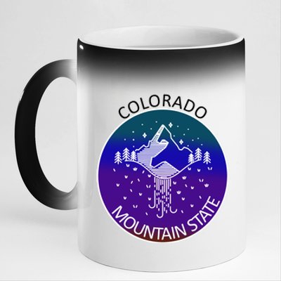 Colorful Colorado Mountain State Logo 11oz Black Color Changing Mug