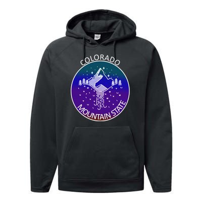 Colorful Colorado Mountain State Logo Performance Fleece Hoodie