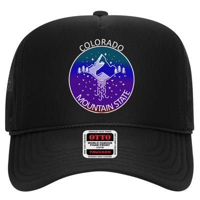 Colorful Colorado Mountain State Logo High Crown Mesh Back Trucker Hat