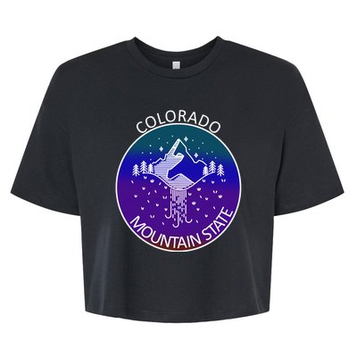 Colorful Colorado Mountain State Logo Bella+Canvas Jersey Crop Tee