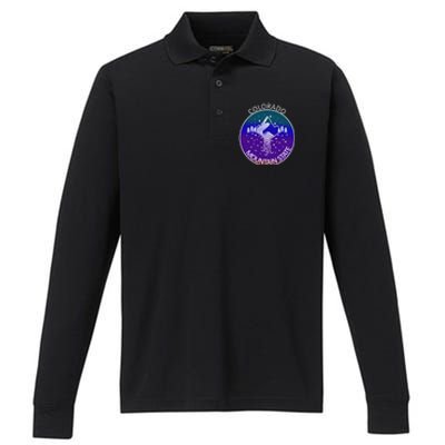 Colorful Colorado Mountain State Logo Performance Long Sleeve Polo