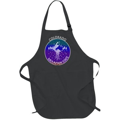 Colorful Colorado Mountain State Logo Full-Length Apron With Pockets