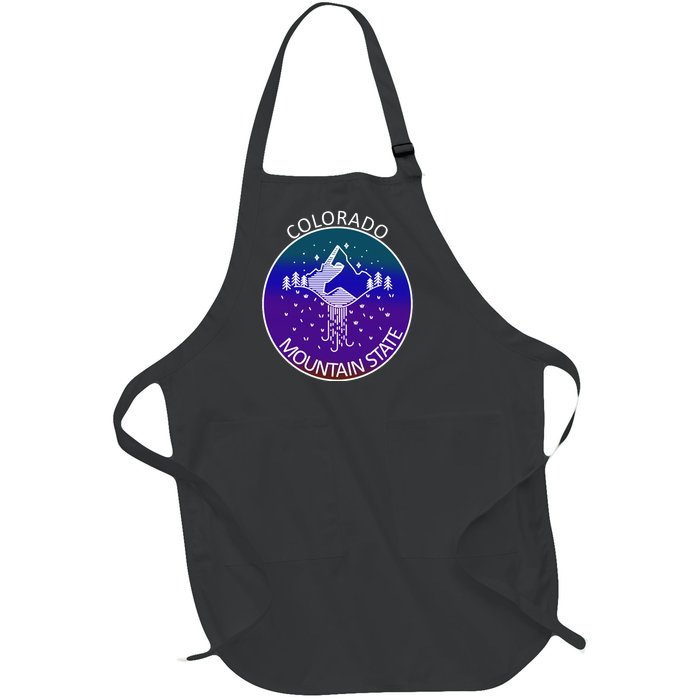 Colorful Colorado Mountain State Logo Full-Length Apron With Pockets