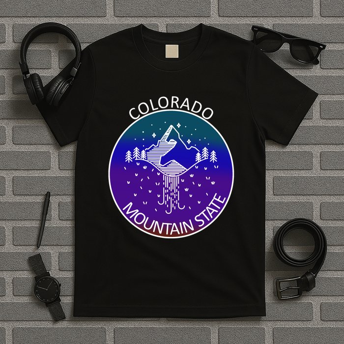 Colorful Colorado Mountain State Logo T-Shirt