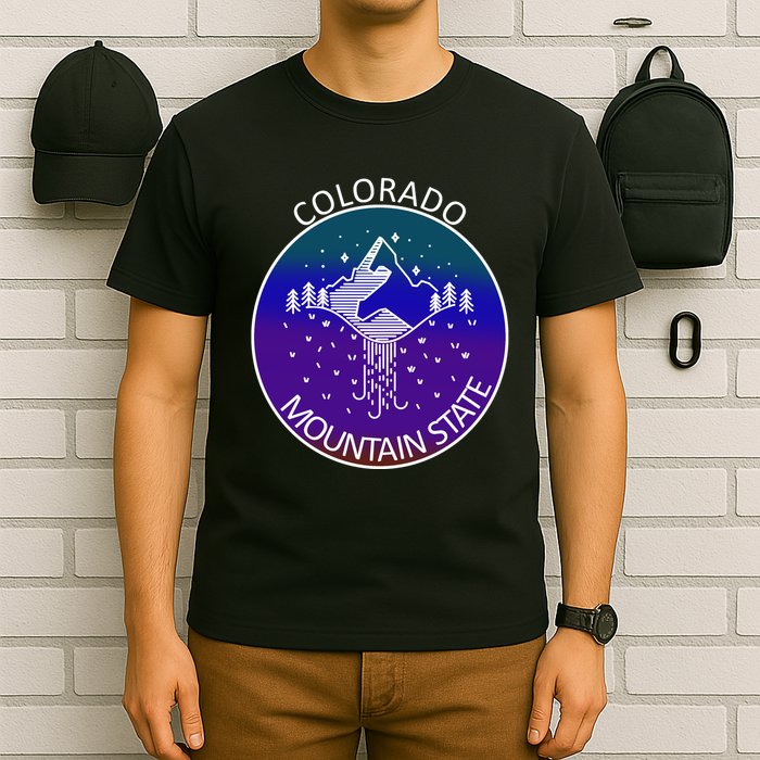Colorful Colorado Mountain State Logo T-Shirt