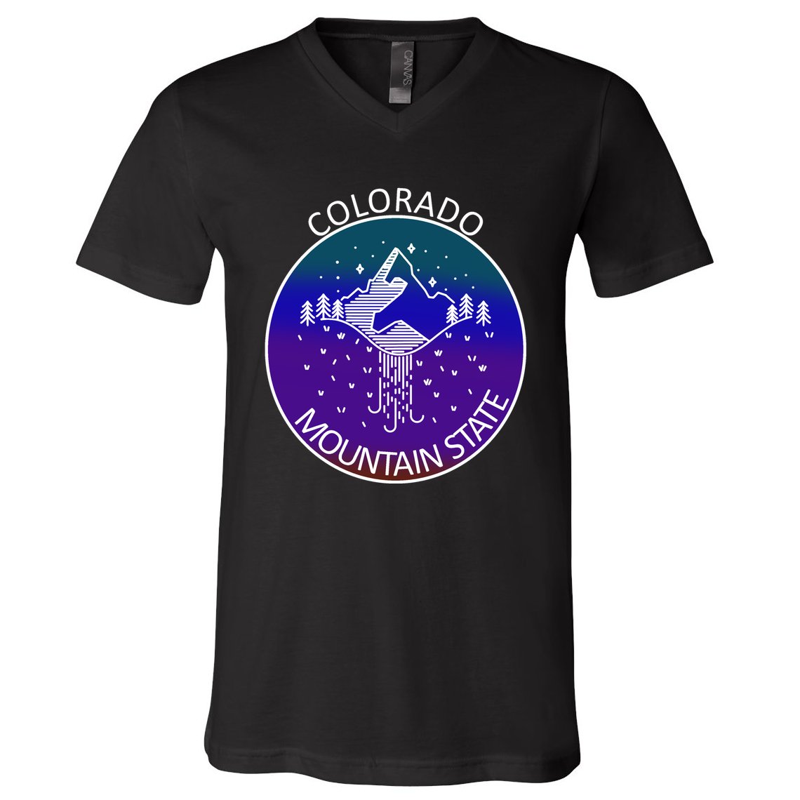 Colorful Colorado Mountain State Logo V-Neck T-Shirt