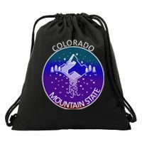 Colorful Colorado Mountain State Logo Drawstring Bag