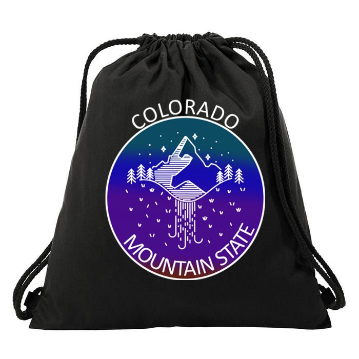 Colorful Colorado Mountain State Logo Drawstring Bag