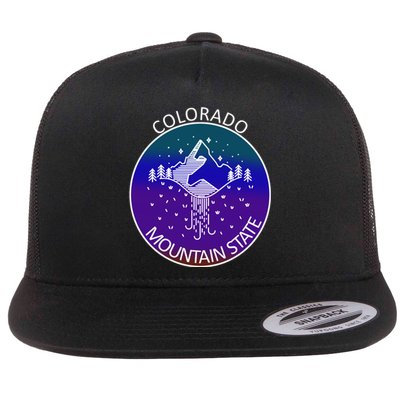 Colorful Colorado Mountain State Logo Flat Bill Trucker Hat