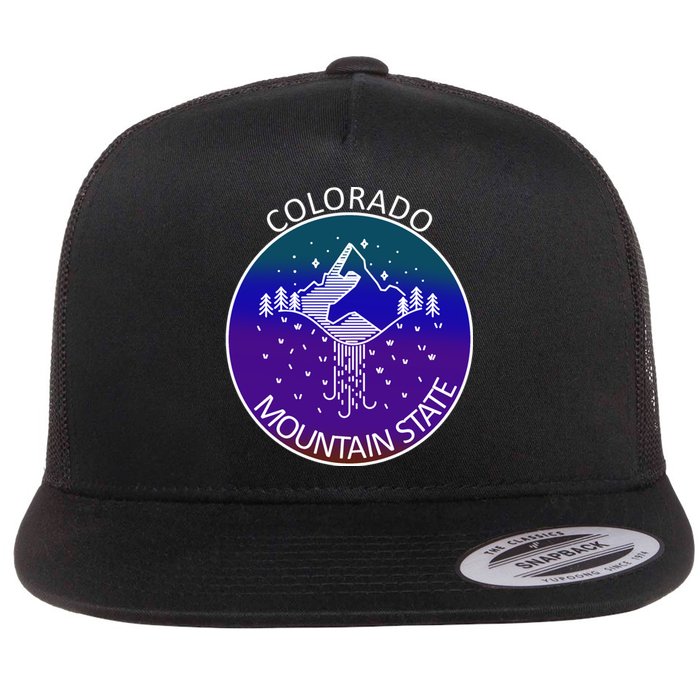 Colorful Colorado Mountain State Logo Flat Bill Trucker Hat