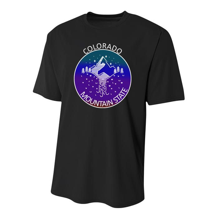 Colorful Colorado Mountain State Logo Youth Performance Sprint T-Shirt