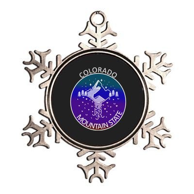 Colorful Colorado Mountain State Logo Metallic Star Ornament