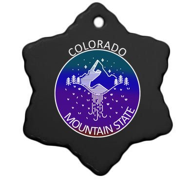 Colorful Colorado Mountain State Logo Ceramic Star Ornament