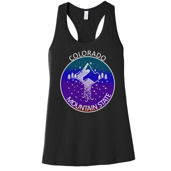 Colorful Colorado Mountain State Logo Women's Racerback Tank