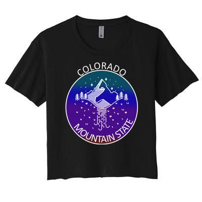 Colorful Colorado Mountain State Logo Women's Crop Top Tee