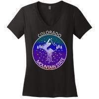 Colorful Colorado Mountain State Logo Women's V-Neck T-Shirt