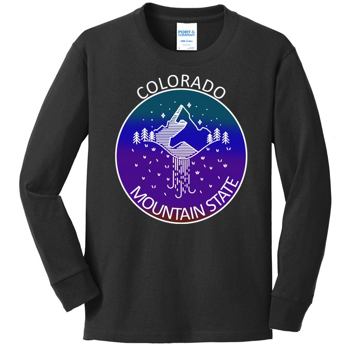 Colorful Colorado Mountain State Logo Kids Long Sleeve Shirt