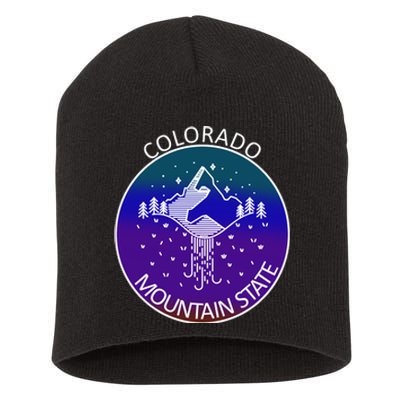 Colorful Colorado Mountain State Logo Short Acrylic Beanie