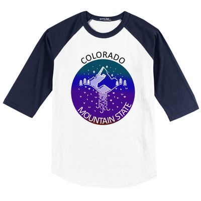 Colorful Colorado Mountain State Logo Baseball Sleeve Shirt