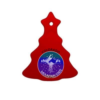 Colorful Colorado Mountain State Logo Ceramic Tree Ornament