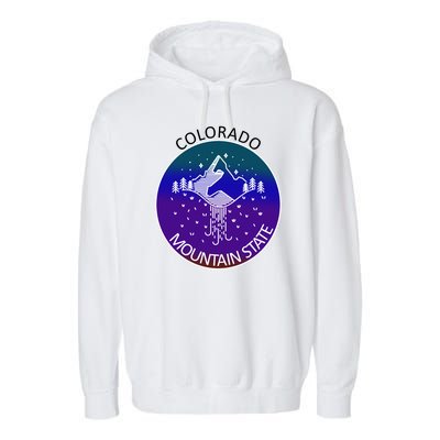 Colorful Colorado Mountain State Logo Garment-Dyed Fleece Hoodie