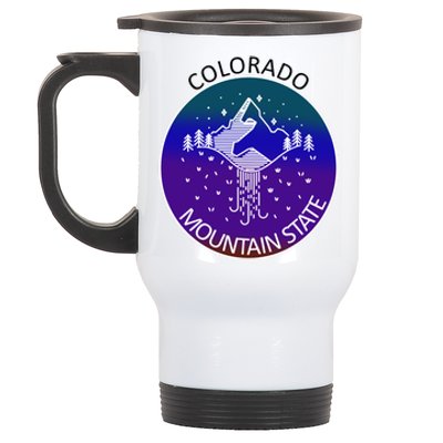 Colorful Colorado Mountain State Logo Stainless Steel Travel Mug