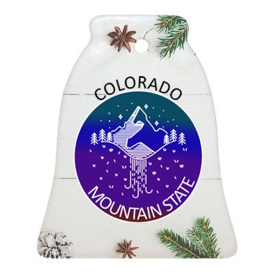 Colorful Colorado Mountain State Logo Ceramic Bell Ornament