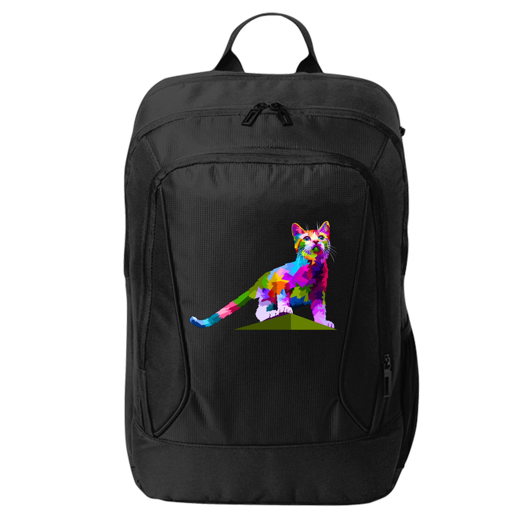 Colorful Curious Kitten City Backpack
