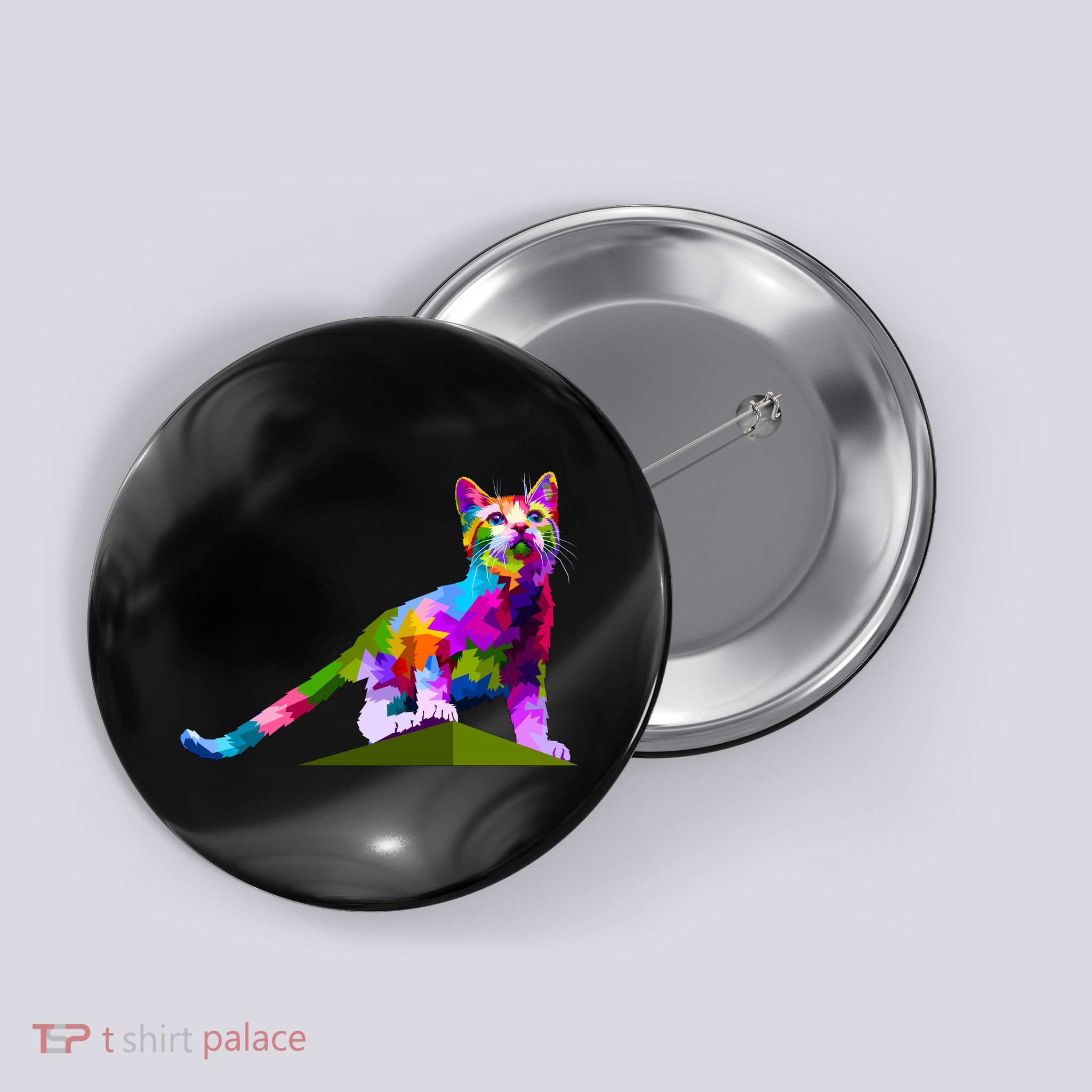 Colorful Curious Kitten Button