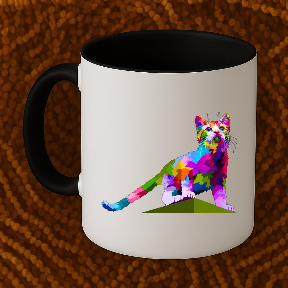 Colorful Curious Kitten Mug