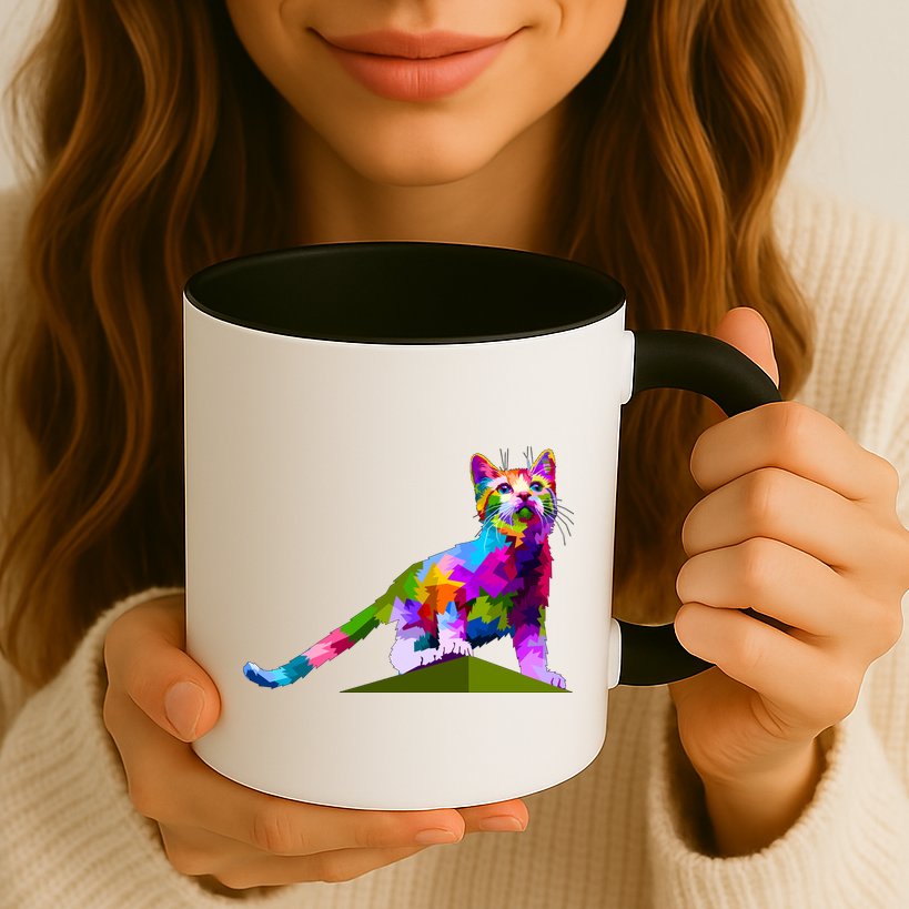 Colorful Curious Kitten Mug