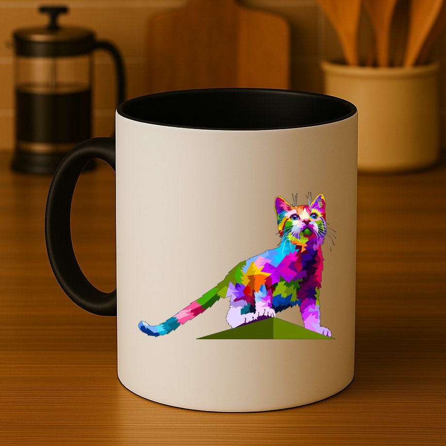Colorful Curious Kitten Mug
