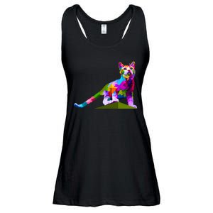 Colorful Curious Kitten Ladies Essential Flowy Tank