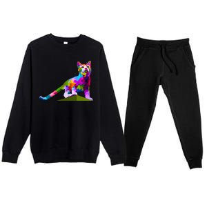 Colorful Curious Kitten Premium Crewneck Sweatsuit Set