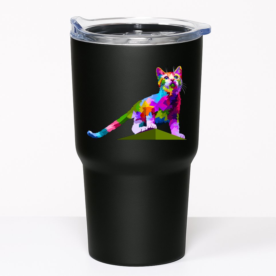 Colorful Curious Kitten Tumbler