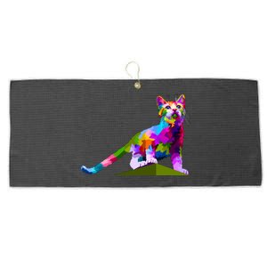 Colorful Curious Kitten Large Microfiber Waffle Golf Towel