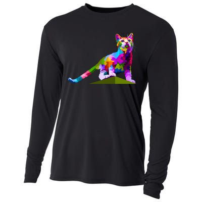 Colorful Curious Kitten Cooling Performance Long Sleeve Crew