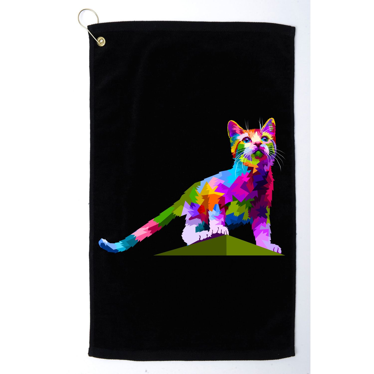 Colorful Curious Kitten Golf Towel