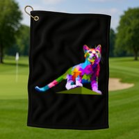 Colorful Curious Kitten Golf Towel