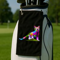 Colorful Curious Kitten Golf Towel