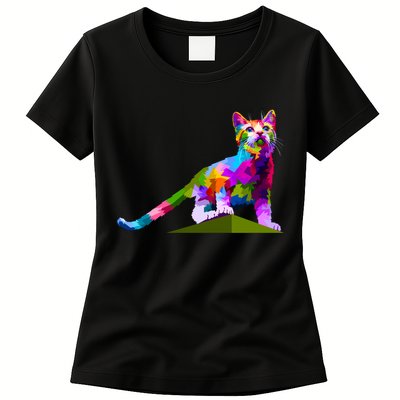 Colorful Curious Kitten Womens T-Shirt