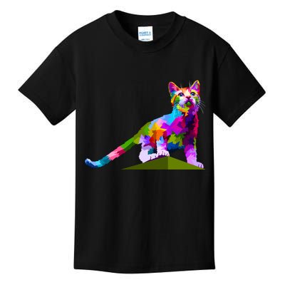 Colorful Curious Kitten Kids T-Shirt